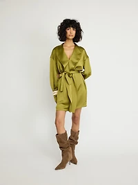 Satin Wrap Mini Dress