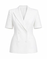 Structured Short Sleeve Blazer White