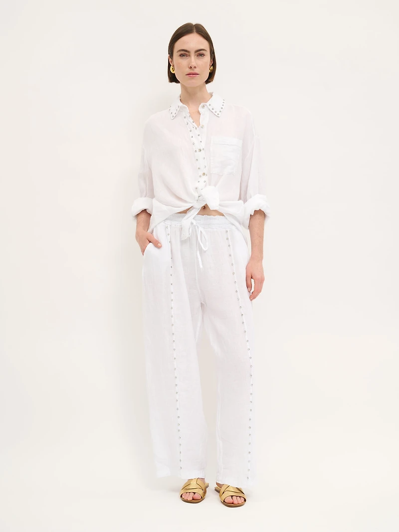 Studded Linen Pant