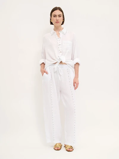 Studded Linen Pant