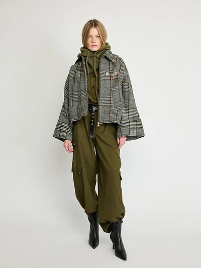 Veste courte en mélange de laine avec ornements