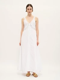 Embroidered Linen-Blend Maxi Dress