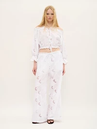 Embroidered Cotton Off-Shoulder Blouse