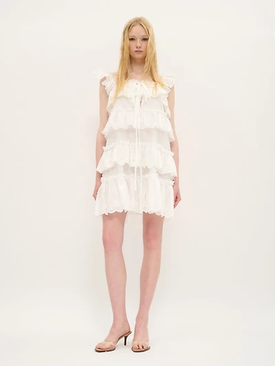 Mini-robe à volants étagés