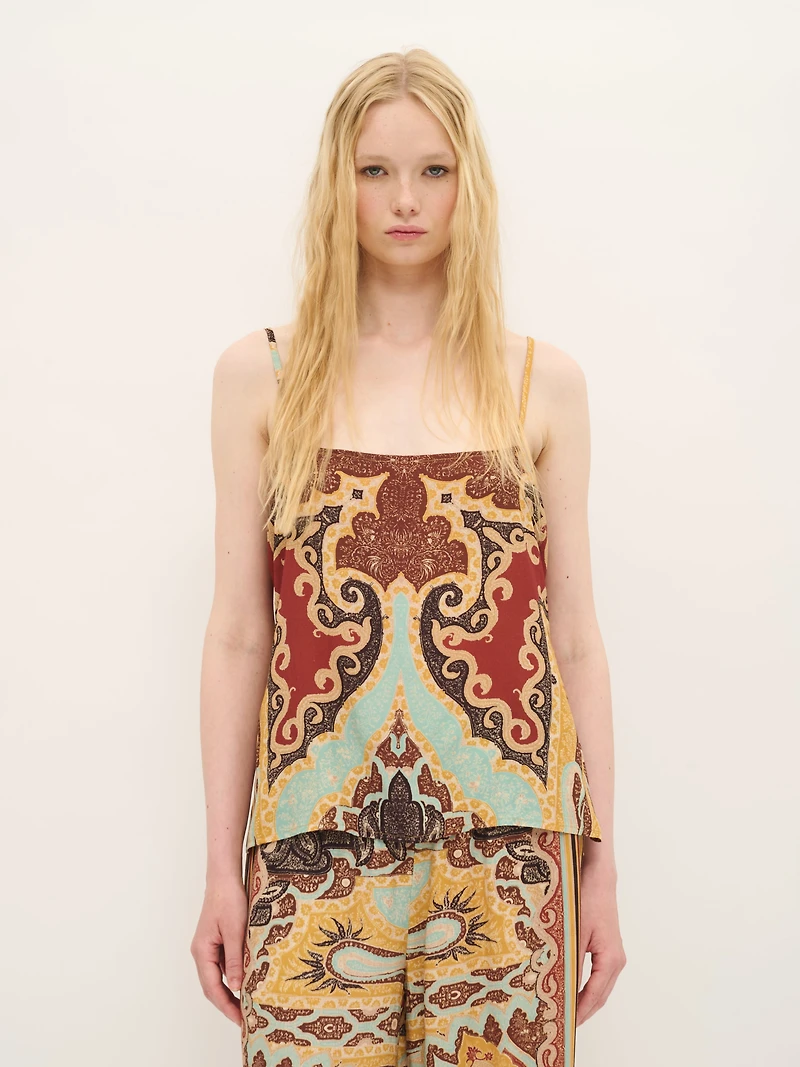 Haut caraco en coton imprimé