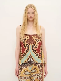 Haut caraco en coton imprimé