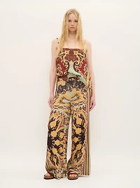 Printed Wide-Leg Cotton Pants