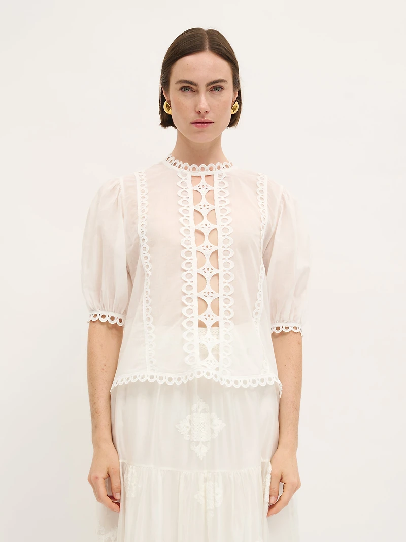 Chemisier en coton brodé