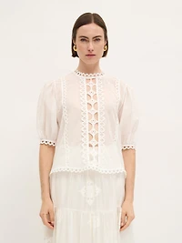 Chemisier en coton brodé