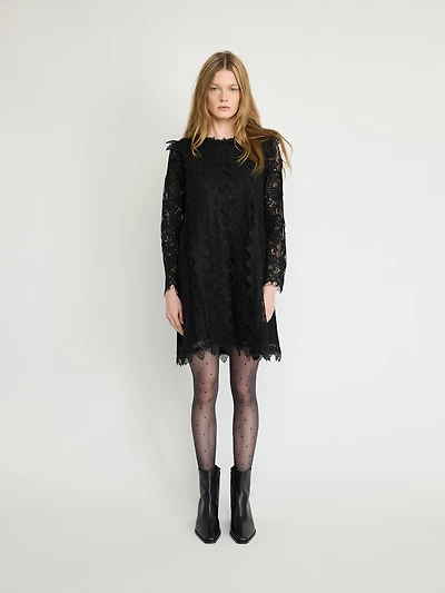 Mini-robe en dentelle à manches longues