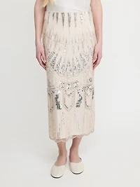 Embellished Sequin Midi Skirt