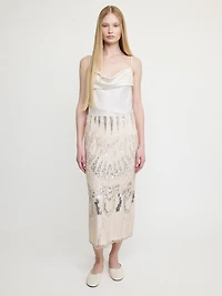 Embellished Sequin Midi Skirt