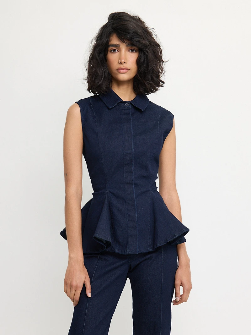 Denim Peplum Shirt