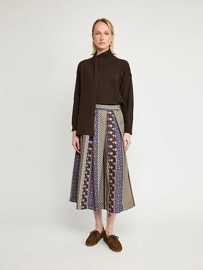 Scarf-Collar Wool Blend Sweater