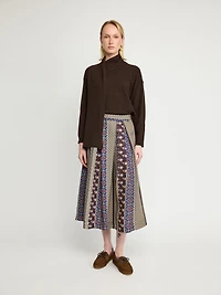 Scarf-Collar Wool Blend Sweater