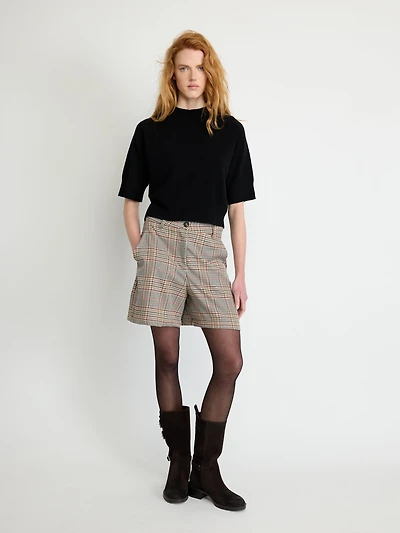 Short-Sleeve Mock-Neck Sweater