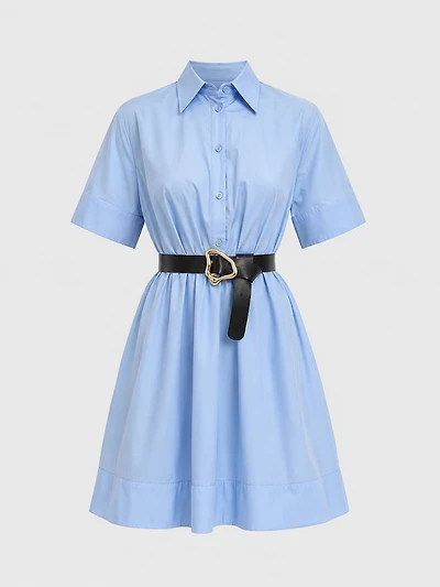 Robe chemise ceinturée à manches courtes