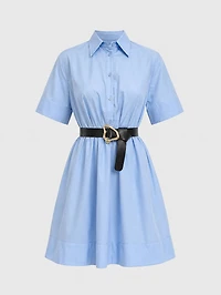 Robe chemise ceinturée à manches courtes