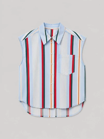 Chemise sans manches rayée multicolore