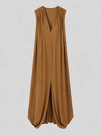 Robe longue drapée à col en V