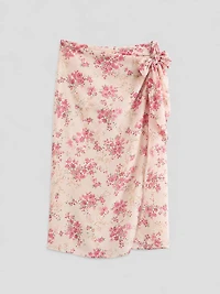 Jupe midi portefeuille fleurie