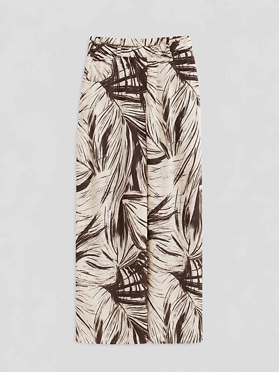 Tropical Print Wide-Leg Pants