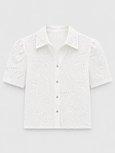 White Eyelet Embroidered Blouse