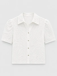White Eyelet Embroidered Blouse
