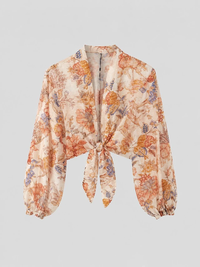 Floral Tie-Front Blouse