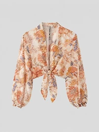 Floral Tie-Front Blouse