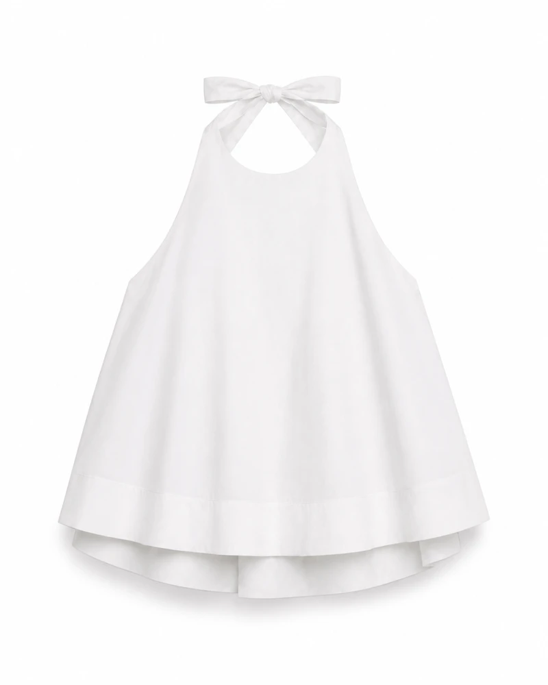 Halter Top Tie Neck White