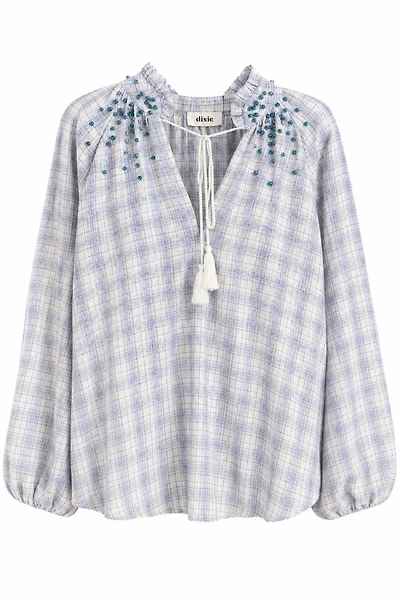 BLOUSE WITH RHINESTONE APPLIQUES