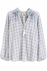BLOUSE WITH RHINESTONE APPLIQUES