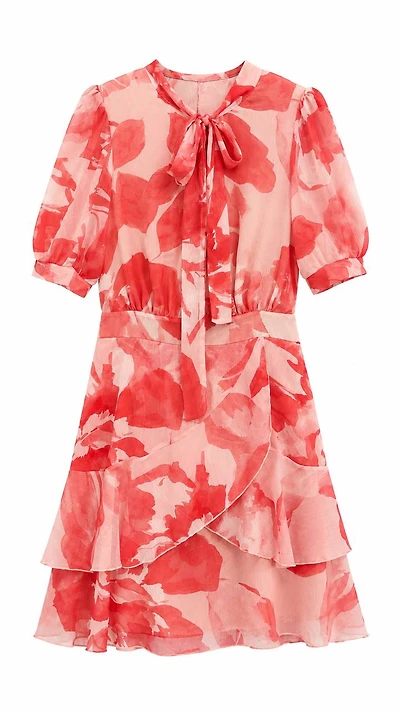 RED PRINTED DRESS