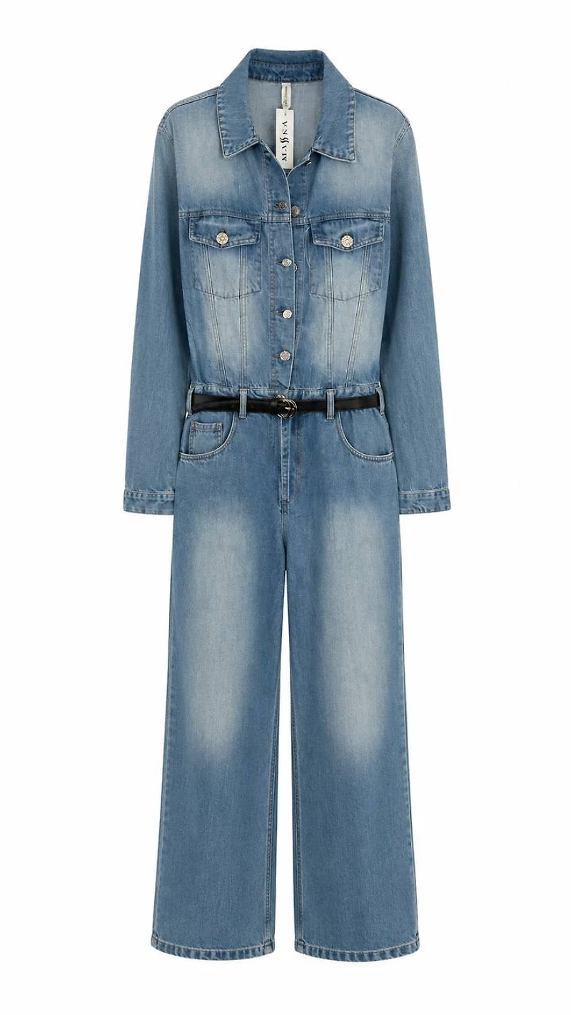 JEANS JUMPSUIT WITH BELT