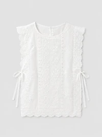Embroidered Tie-Side Top