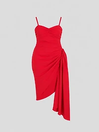 Robe midi asymétrique drapée