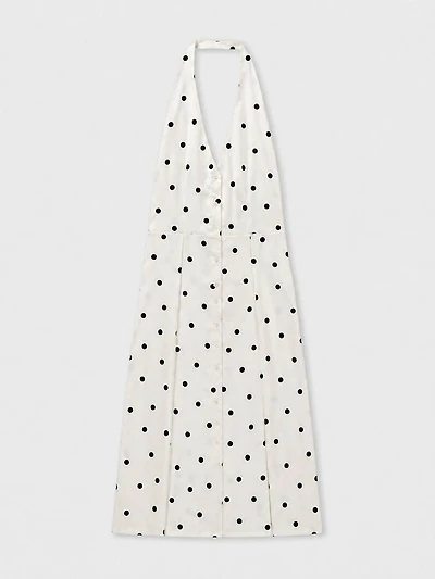 Polka Dot Halter Maxi Dress