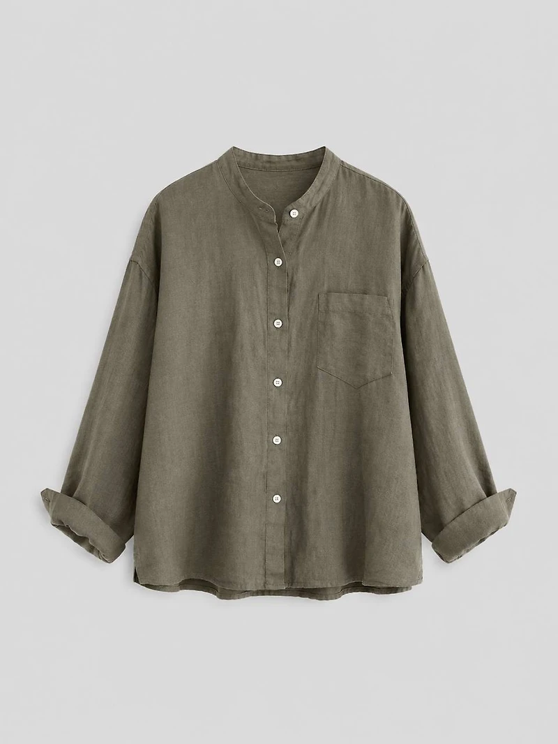 Linen Blend Button-Up Shirt