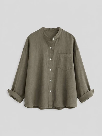 Linen Blend Button-Up Shirt