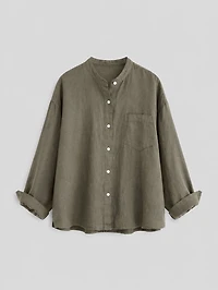 Linen Blend Button-Up Shirt