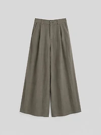 Pantalon large en mélange de lin