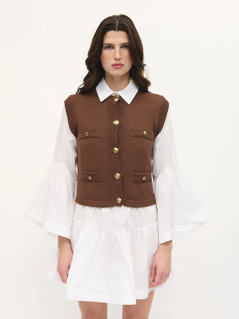 Sleeveless Knit Cardigan