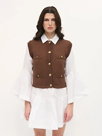 Sleeveless Knit Cardigan