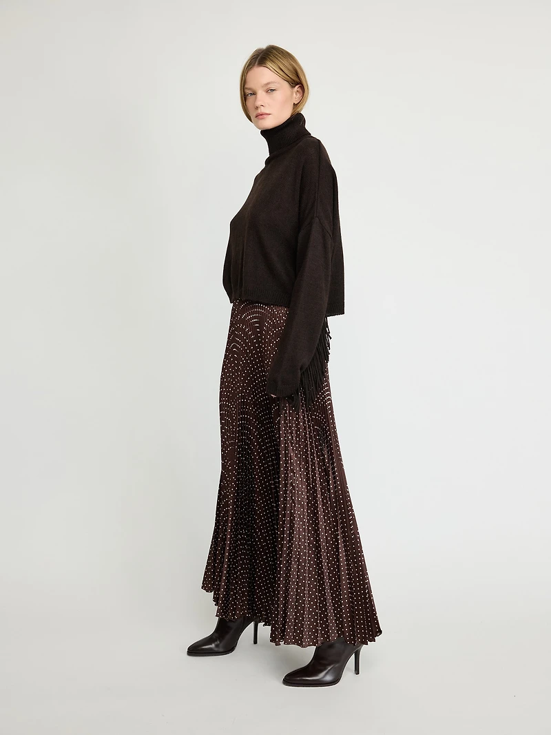 Fringe Trim Turtleneck Sweater