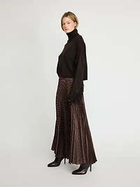 Fringe Trim Turtleneck Sweater