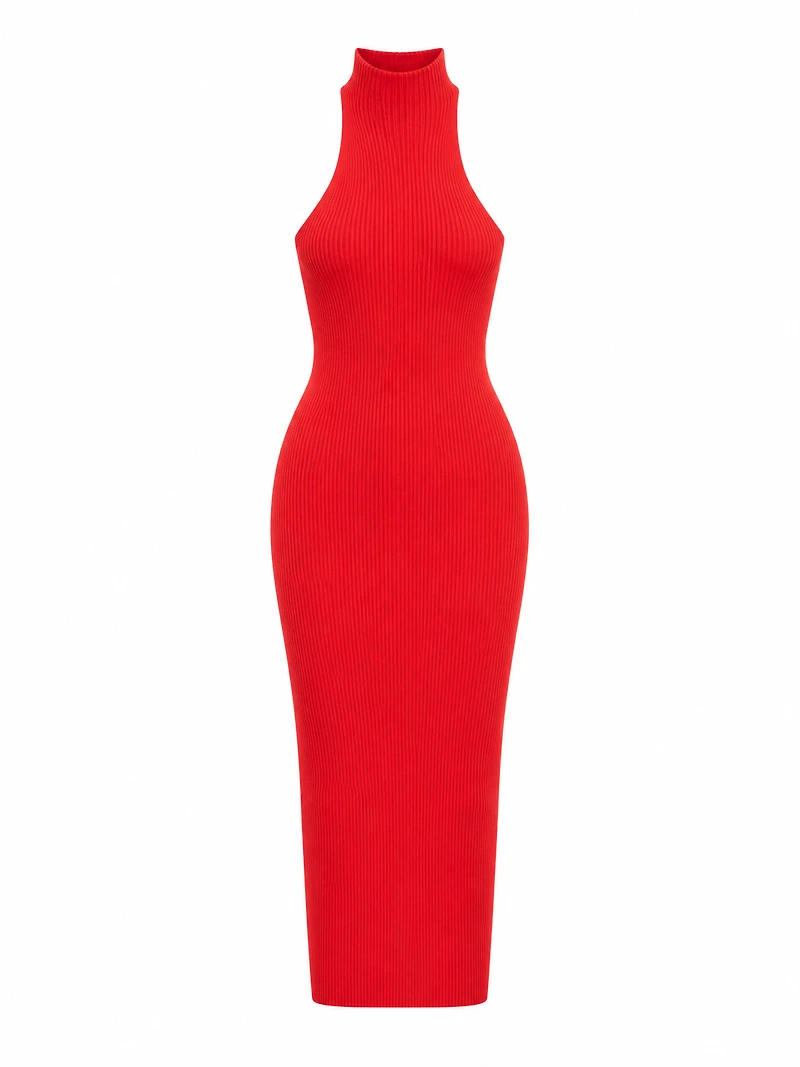 Ribbed Halter Maxi Dress