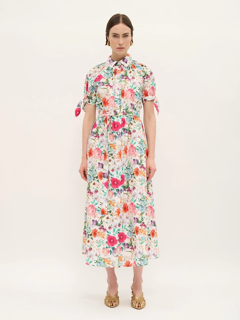 Floral Belted Shirt Dress