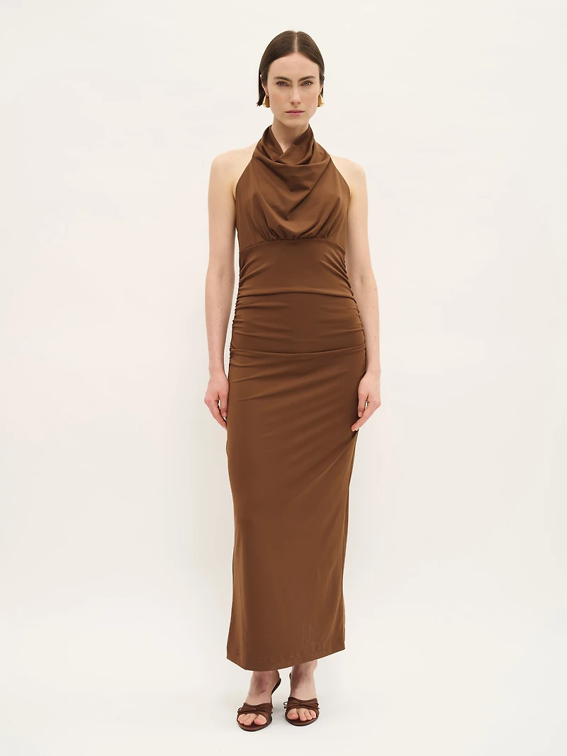 Draped Halter Maxi Dress