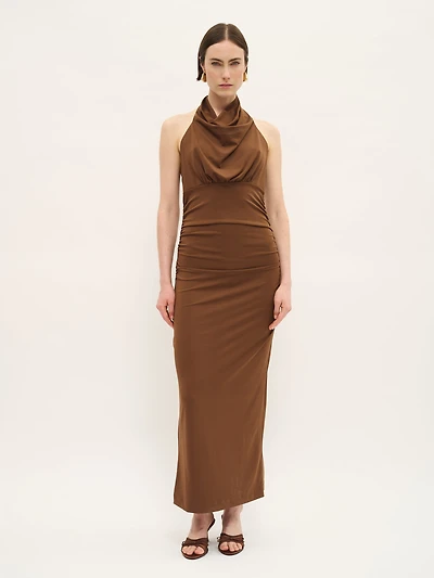 Draped Halter Maxi Dress